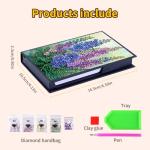 C'eitura 5D DIY Violets Rhinestone Art Notebook - Diamond Art Painting Journal Kit with Sparkling Gems, Floral Theme Gift for Women & Girls, Holiday & Birthday Present