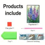 C'eitura 5D DIY Violets Rhinestone Art Notebook - Diamond Art Painting Journal Kit with Sparkling Gems, Floral Theme Gift for Women & Girls, Holiday & Birthday Present