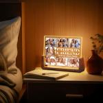 Ship Next Day-Personalized Christmas Gifts Idea for Bestfriend, Custom Acrylic Picture Walnut Frame with LED Warm Night Light, Customized Best friend Birthday Gifts for BFF Bestie Women Female