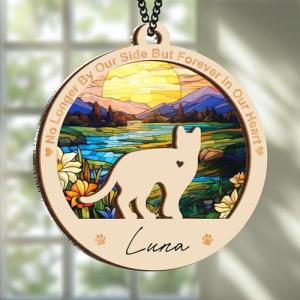 Cat Memorial Ornaments, Christmas Xmas Tree Ornament Window Hanging Car Sympathy Gift for Loss of Pet Bereavement Keepsake Remembrance Gifts for Cat Lovers Holiday Decoration PO235