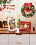 Rolife DIY Miniature Christmas House Kit Creative Frame 3D Wall-Mountable Dollhouse Mini Room Building Set Holiday Home Decor Craft for Adults (Christmas Eve Party)