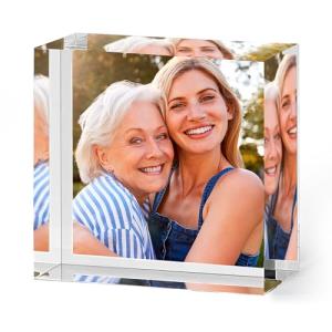 ArtPix 3D Acrylic Personalized Mothers Day Gifts for Mom, Custom UV Photo Print Block, Unique Customized Gifts for Women, Wife, Man, Grandma, Glass Picture Gift With Your Own Photo (2 x 2 inch)