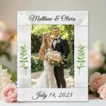 Personalized Wedding Picture Frame – Custom Names and Date – Distressed Rustic White Shiplap Style Wood Photo Frame – Bridal Shower Gift for Bride, Wedding Gift for Couples, Engagement Party Personalized Photo Frame - 5x7 Vertical