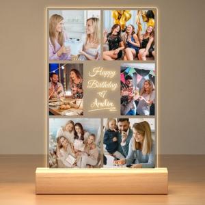 Jkolalin Custom Picture Frames with Photo, Personalized Picture Frame with Night Light, Custom Photo Frame, Customized Best Friend Photo Gifts, Personalized Birthday Gifts for Women Friends Her Him