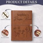 Dyoart Custom Recipe Journal Book Blank with Name, Gifts for Mothers Day, Personalized Leather DIY Cookbook, 9"X6.7" Empty Cooking Notebook Christmas Birthday Gifts for Wife Mom Grandma