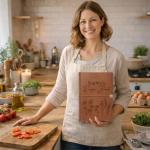 Dyoart Custom Recipe Journal Book Blank with Name, Gifts for Mothers Day, Personalized Leather DIY Cookbook, 9"X6.7" Empty Cooking Notebook Christmas Birthday Gifts for Wife Mom Grandma