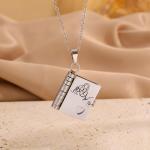 Granddaughter Book Necklace, For Granddaughters - The Most Beautiful Chapter Book Adjustable Silver Gold Book Pendant with 6 Pages Engraved Information Jewelry Gifts from Grandma (granddaughter-silver)