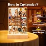 Jkolalin Custom Picture Frames with Photo, Personalized Picture Frame with Night Light, Custom Photo Frame, Customized Best Friend Photo Gifts, Personalized Birthday Gifts for Women Friends Her Him