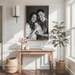 MRC Wood Products Custom Printed Portrait – Personalized Photo Artwork on Canvas Textured Board – 4 Size Options & 2 Frame Choices