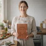 Dyoart Custom Recipe Journal Book Blank with Name, Gifts for Mothers Day, Personalized Leather DIY Cookbook, 9"X6.7" Empty Cooking Notebook Christmas Birthday Gifts for Wife Mom Grandma