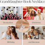 Granddaughter Book Necklace, For Granddaughters - The Most Beautiful Chapter Book Adjustable Silver Gold Book Pendant with 6 Pages Engraved Information Jewelry Gifts from Grandma (granddaughter-silver)