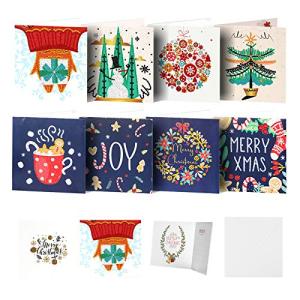 DIY Christmas Cards Diamond Painting Greeting Cards Kits Xmas Cards Paint by Number Holiday Cards for Holiday & Gift-Giving - 8 Pack