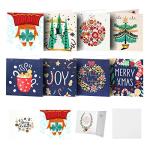 DIY Christmas Cards Diamond Painting Greeting Cards Kits Xmas Cards Paint by Number Holiday Cards for Holiday & Gift-Giving - 8 Pack