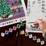 Galison Joy Laforme Christmas Square – DIY 9 x 12 Paint by Number Kit with Stunning Christmas Art for Beginners and Experts Includes Paint and Brushes