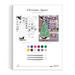 Galison Joy Laforme Christmas Square – DIY 9 x 12 Paint by Number Kit with Stunning Christmas Art for Beginners and Experts Includes Paint and Brushes