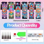 Wivico 6 Pcs Diamond Art Bookmarks Kits for Adults,Faux Leather Bookmark with DIY Diamond Painting,Made with 5D Diamond Dot Craftsmanship for Holiday Gifts(Mandala)