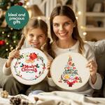 Christmas Embroidery Kits: 3 Pack Cross Stitch Kit for Beginners Adults, DIY Ornaments Craft Kit with All Tools & Instructions, Stamped Hand Embroidery Starter Kit for Holiday Crafts & Xmas Home Decor