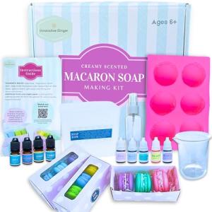 Innovative Ginger DIY Macaron Soap Making Craft Kit for Kids, Teens, and Adults - Fun, Easy, Creative - Large Soap - Perfect Birthday & Holiday Gift - Unique, Mess-Free, All-in-One Kit (Macaron)