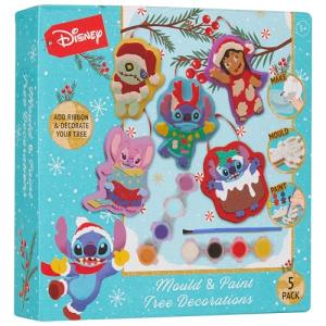 Disney Stitch Paint Your Own Decorations for Kids, DIY Holiday Craft Kit, Molds, Paint, Ornaments, Arts and Crafts Set, Gifts for Kids (Blue Stitch)