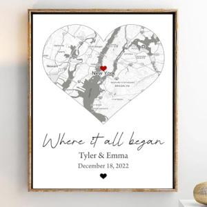 Personalized Where It All Began Map, First Date Map, The Night We Met, Couple Gifts for Anniversary, Valentines Day Gift for Girlfriend Boyfriend, Location First Meet Christmas Gift #1