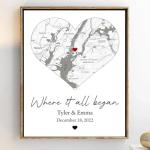 Personalized Where It All Began Map, First Date Map, The Night We Met, Couple Gifts for Anniversary, Valentines Day Gift for Girlfriend Boyfriend, Location First Meet Christmas Gift #1