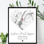 Personalized Where It All Began Map, First Date Map, The Night We Met, Couple Gifts for Anniversary, Valentines Day Gift for Girlfriend Boyfriend, Location First Meet Christmas Gift #1