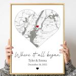 Personalized Where It All Began Map, First Date Map, The Night We Met, Couple Gifts for Anniversary, Valentines Day Gift for Girlfriend Boyfriend, Location First Meet Christmas Gift #1