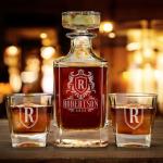 Custom Whiskey Decanter Set with Personalized Glasses