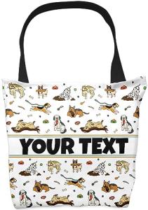 Bouncing Brick Designs Personalized Tote Bag - Dogs, Custom Name/Text, Reusable w/Straps, Canvas Cloth Fabric, Customized Gift Idea, Birthday/Christmas/Holiday Present, 18x18