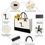 Custom Initial Canvas Tote and Makeup Bag Set