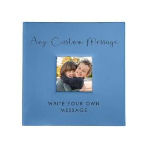 Personalized Photo Album, Custom Engraved Picture Album, Holds 200 4" x 6" Photos, Leatherette and Laser Engraved Scrapbook, Any Custom Message, Blue