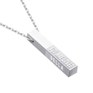 Personalized 3D Vertical Bar Necklace for Mom