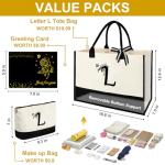 Custom Initial Canvas Tote and Makeup Bag Set