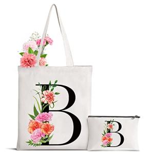Personalized Initial Canvas Tote Bag for Women