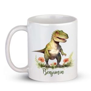 Personalized Dinosaur Adventure Coffee Mug for Kids, Custom Name Cup with Cute Dino Design, Ideal Gift for Dinosaur Enthusiasts, Animal Lovers Travel Mug 11oz 15oz, Christmas, Birthday Gifts