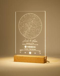 ALBK Custom Star Map Plaque, Personalized Constellation Chart Night Light, Customized Star Map with Scannble Spotify Code for Wedding, Engagement, Anniversary, Birthday