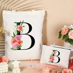 Personalized Initial Canvas Tote Bag for Women