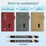 Custom Leather Notebook with Personalized Pens Set
