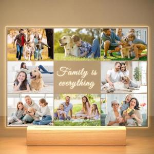 Personalized Picture Frame with Photos, Personalized Photo Frames with Night Light, Custom Picture Frames, Customized Anniversary Birthday Gifts for Women, Men, Mom, Dad, Baby, Kid, Family, Friends