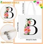 Personalized Initial Canvas Tote Bag for Women