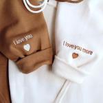 Custom Embroidered Roman Numeral Couples Hoodie