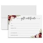 Floral Gift Certificates with Envelopes - Set of 24