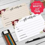 Floral Gift Certificates with Envelopes - Set of 24