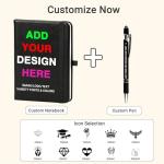 Personalized Leather Notebook with Pen and Sticky Tabs