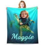 Custom Sea Turtle Blanket with Personalized Name