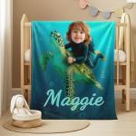Custom Sea Turtle Blanket with Personalized Name