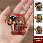 Custom Graduation Bear Keychain with Name and Year