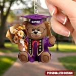 Custom Graduation Bear Keychain with Name and Year