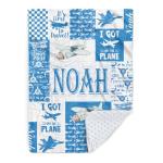 Personalized Airplane Blanket for Kids, Custom Name Patchwork Blankets, Soft Plush Aircrafts Plaid Flannel Blanket with Double Layer Dotted Backing, Gifts for Boys Girls Baby Color14