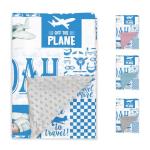 Personalized Airplane Blanket for Kids, Custom Name Patchwork Blankets, Soft Plush Aircrafts Plaid Flannel Blanket with Double Layer Dotted Backing, Gifts for Boys Girls Baby Color14